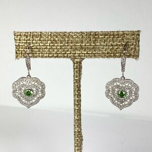 925 Sterling Silver Peridot White Sapphire Dangle Earrings New